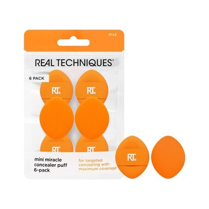Real Techniques Mini Miracle Concealer Puffs Small Makeup Puff for Liquid Cream Foundation Targeted Concealing Under Eyes Blemishes Travel Friendly Vegan Cruelty Free