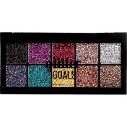 NYX Professional Makeup Glitter Goals Cream Pro Palette 10 Silky Glitter Cream Eyeshadow Makeup Shades