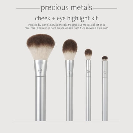 EcoTools Precious Metals Cheek & Eye Highlight Makeup Brush Kit - 4 Piece Set