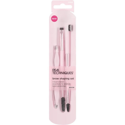 Real Techniques Brow Shaping Set with Spoolie, Brow Brushes, and Tweezers