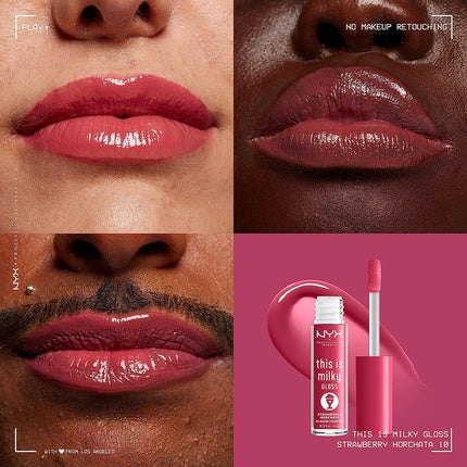 NYX Professional Makeup This Is Milky Gloss 12 Hour Hydration Vegan Strawberry Horchata Lip Gloss Mauve Pink