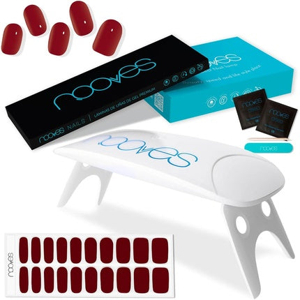 Pre-Cured Red Gel Nail Sheets with Portable UV/LED Nail Dryer Lamp 8W Midnight Rain