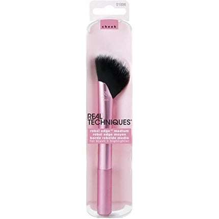 Real Techniques Cheek Rebel Edge Medium Blush & Highlighter Brush Aluminum Pink