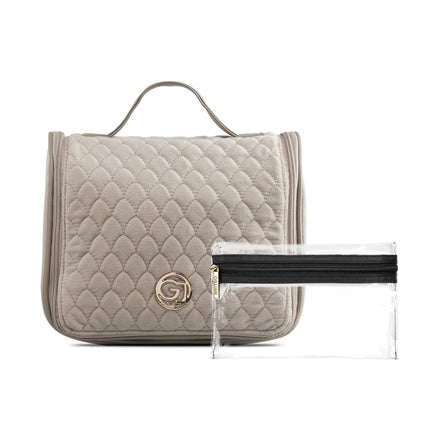 Gillian Jones Organizer Cosmetic Bag Beige Velour