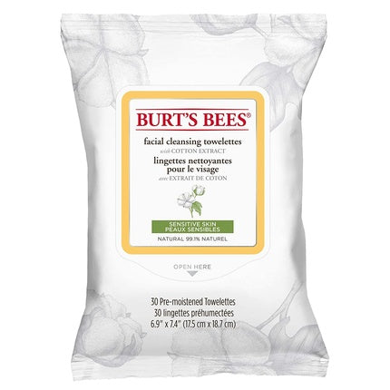 Burt's Bees Natural Face Cleansing Wipes with Cotton Extract 30 Wipes