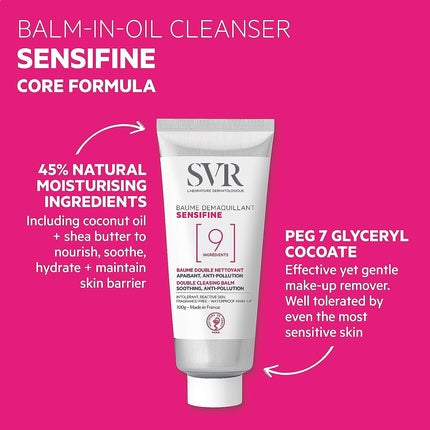 SVR SENSIFINE Soothing Balm-In-Oil Face Cleanser and Makeup Remover with Coconut Oil and Shea Butter 100ml