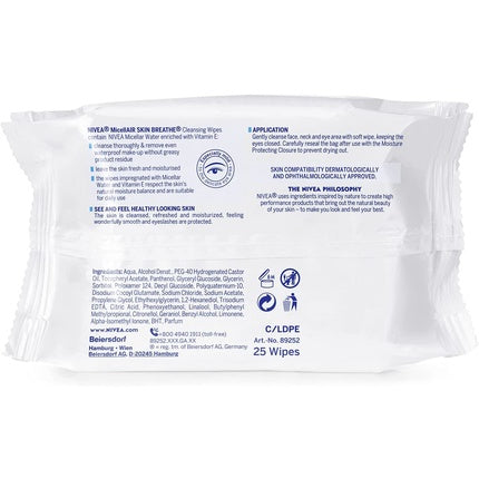 NIVEA Biodegradable Cleansing Wipes Sensitive Skin 25 Sheets
