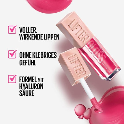 Maybelline New York Shiny Lip Gloss for Fuller Looking Lips Moisturizing with Hyaluronic Acid Lifter Gloss Candy Drop Color: No. 022 Peach Ring 5.4ml