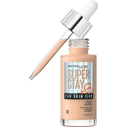 Maybelline Super Stay Skin Tint Foundation with Vitamin C Long-Lasting up to 24H Vegan Formula Shade 10 30ml