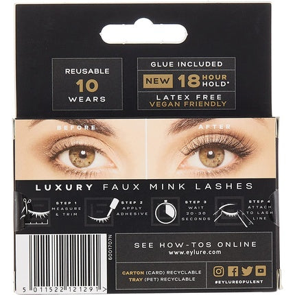 Eylure Faux Mink Eye Lashes Reusable Adhesive Included Baroque Opulent - 1 Pair
