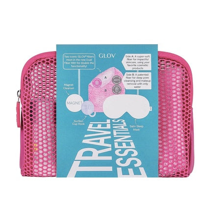 GLOV Travel Set for Women 4 in 1 Skincare Makeup Remover Towels Microfiber + Satin Sleep Mask + Magnet Cleanser Soap + Hook + Toiletry Bag Gift Set for Travel