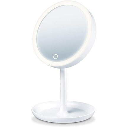 Beurer BS 45 Illuminated Cosmetic Mirror with LED Light Touch Sensor Button Magnetic Extra Mirror 5x Magnification Dimming