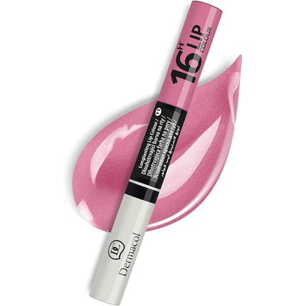Dermacol 16-Hour Lip Colour Highly Pigmented Glossy Lip Stain Two-Phase Lip Plumper Gloss Kissproof Lip Makeup Products with Matte and Glitter Finish 7.1ml