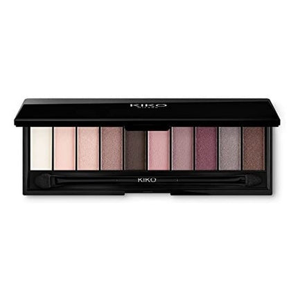 KIKO Milano Smart Eyeshadow Palette 01 with 10 Eyeshadows in Different Finishes and Double Applicator Garden Rose
