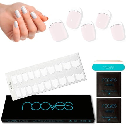 NOOVES NAILS Premium Precured Gel Nail Foils French LUXE Transparent French Salon Quality Long Lasting Easy to Apply and Remove Chip Resistant 20 Years
