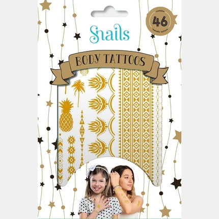 Tatuaże Snails Metallic Safe Temporary Tattoos for Kids