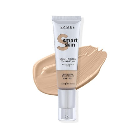 LAMEL Smartskin Serum Tinted Foundation Hydrating Nourishing Color Correcting Anti-Aging Formula with Hyaluronic Acid 1.18 fl.oz Ivory