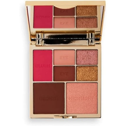 Revolution Pro True Love Eye & Face Palette with Blusher, Bronzer, Highlighter, and 4 Eyeshadow Pans - 7 Pan Multi-Use Makeup Palette Matte & Shimmer Finish Medium-Deep Skin Tones