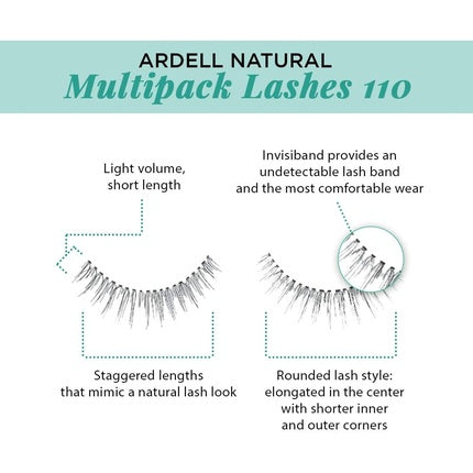 ARDELL Natural Lashes No. 110 False Eyelashes 4 Pair Set - Handmade, Vegan, Flexible and Reusable