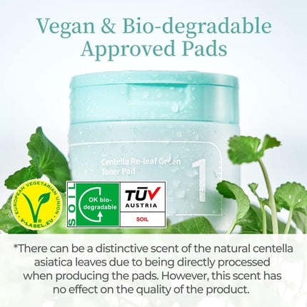 Numbuzin No.1 Centella Re-Leaf Green Toner Pad - Vegan Double-Sided Herb