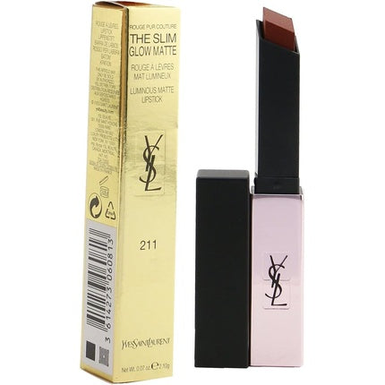 Yves Saint Laurent Rouge Pur Couture The Slim Glow Matte # 211 Transgressive Cacao 2.1g