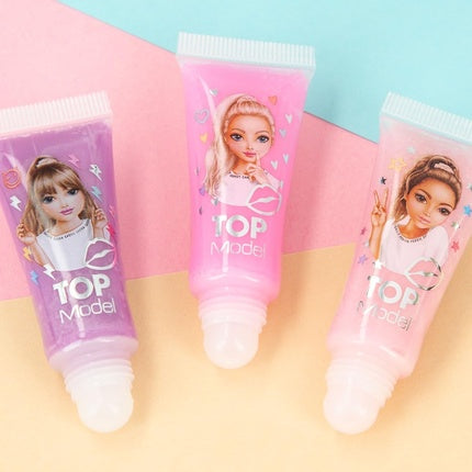 Depesche TOPModel Snap Shots Lip Gloss Set for Kids with 3 Pleasantly Scented Lip Glosses in Pink, Rose, and Purple