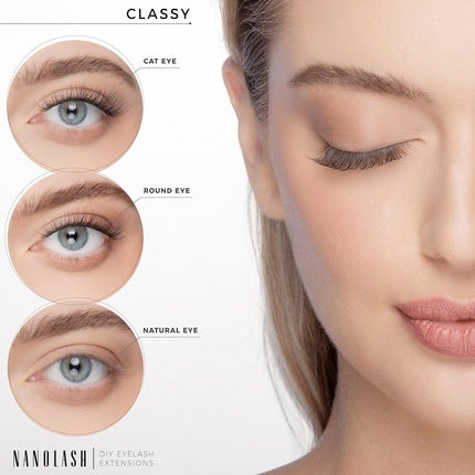 Nanolash Set Artificial Eyelashes 10, 12, 14mm Classy 36 Pieces With 5ml Bonder, 5ml Sealer, 1 Applicator, And 5ml Remover