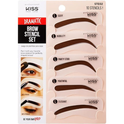 Kiss New York Professional Instant Brow Stamp and Stencil Kit Powder Stamp Eyebrow Shaping Kit