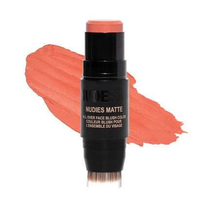 Nudestix Nudies Matte Cream Blush 3-in-1 All Over Face Colour for Cheeks Eyes and Lips with Blending Brush Salty Siren 1 Count