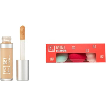 3INA MAKEUP Vegan The 24h Concealer 627 with Mini Blenders - Dark Circles and Blemish Liquid Concealer Travel Size Precise Makeup Sponges Ultra Light Set