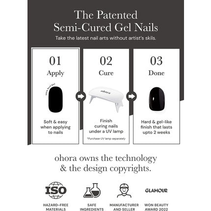 ohora Semi Cured Gel Nail Strips N Cream Glow - Works with Any Nail Lamps Salon-Quality Long Lasting Easy to Apply & Remove - Includes 2 Prep Pads Nail File & Wooden Stick Pink