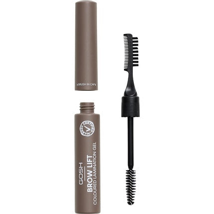 GOSH Brow Lift Lamination Eyebrow Gel with Color Vegan Fixing Gel for Fast Flawless Brow Styling Grey-Brown 001 Gray Brown