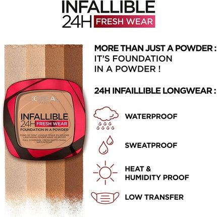 L'Oréal Paris Infallible 24H Fresh Wear Powder Foundation Full Coverage 250 Radiant Sand