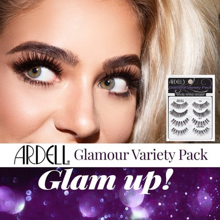 ARDELL Glamour Variety Pack 4 Pairs of Authentic Eyelashes in 4 Different Styles - Reusable Ultra-Light Artificial Eyelashes