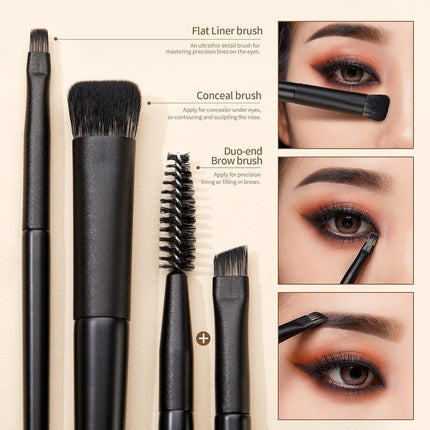 Jessup Eye Makeup Brushes Professional 10Pcs Blending Eye Shadow Liner Crease Duo-end Brow Brush Elegant Black T337