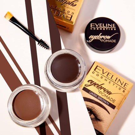 Eveline Eyebrow Pomade Long Lasting Waterproof Creamy Formula Dark Brown