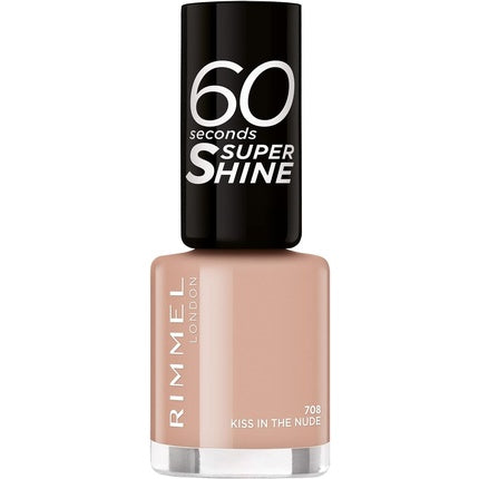 Rimmel 60 Seconds Super Shine Colour Block Nail Polish Ultra Shine and Long Lasting Quick Drying Kiss in the Nude 8ml
