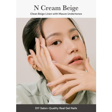 ohora Semi Cured Gel Nail Strips in Cream Beige - Salon-Quality Long Lasting Easy to Apply & Remove - Includes 2 Prep Pads Nail File & Wooden Stick - Beige