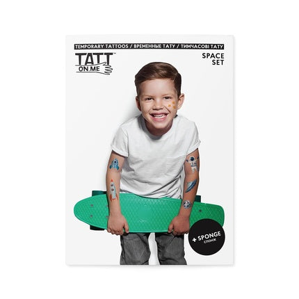 Space Temporary Tattoos Set of 6 Medium-Sized Colorful Designs for Kids by tatton.me