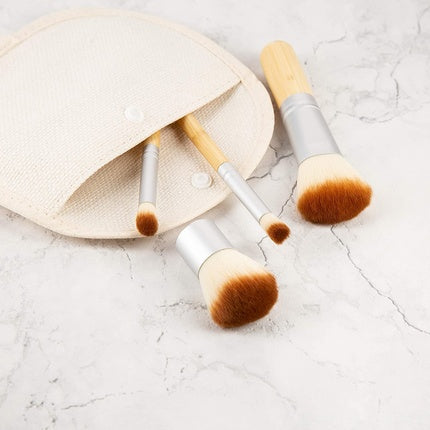 T4B MIMO Bamboo Makeup Brush Set with Travel Size and Travel Bag - Pack of 4