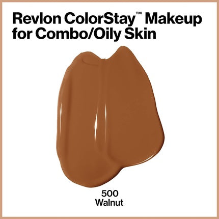 Revlon Colorstay Liquid Foundation Makeup for Combination/Oily Skin SPF 15 Longwear Medium-Full Coverage with Matte Finish 30ml 500 Walnut