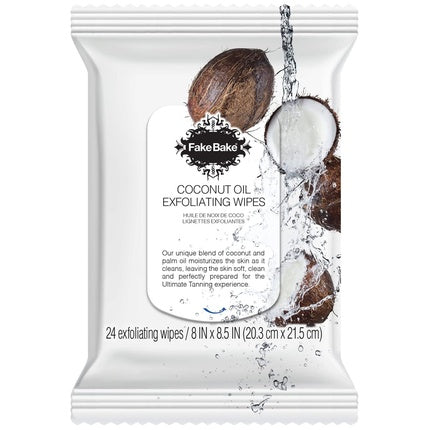Fake Bake Coconut Oil Exfoliating Face & Body Wipes with Calendula, Chamomile, Aloe, and Vitamin E