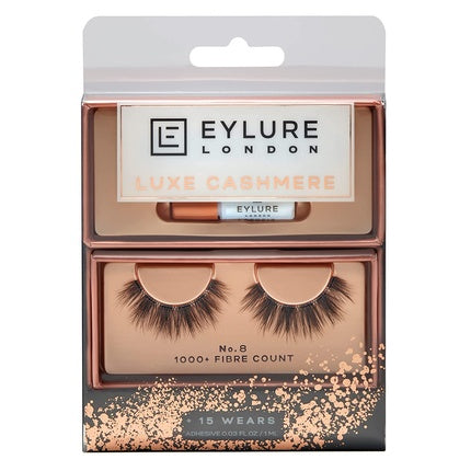 Eylure Luxe Cashmere False Lashes No. 8 with Adhesive Included Black 1 Pair