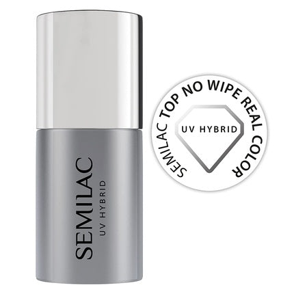 Semilac No Wipe Top No Wipe Real Color UV LED Soak Off Gel Nail with Transparent Gloss Finish 7ml