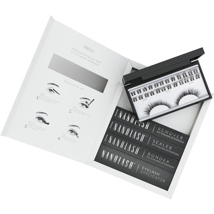 Nanolash Set Artificial Eyelashes 10, 12, 14mm Fantasy With 36 Pieces, 5ml Eyelash Bonder, 5ml Eyelash Sealer, 1 Applicator, And 5ml Remover