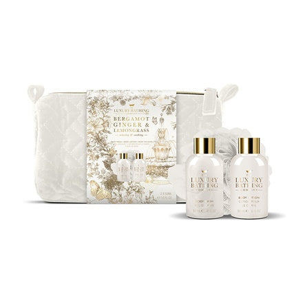 Body Care Gift Set in Cosmetic Pouch Bergamot, Ginger & Lemongrass 3 pcs