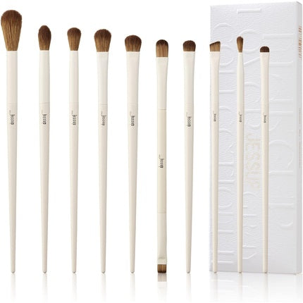 Jessup Precision Makeup Brushes 10Pcs Eye Makeup Brush Set Premium Synthetic Eyeshadow Concealer Eyeliner Eyebrow Blending Highlight Brush Light Gray T330