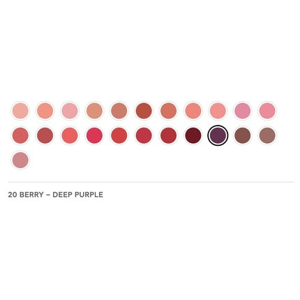 Radiant Professional Advanced Care Lipstick Ultra Nourishing Moisturizing Long Lasting Matte Lipstick With Vitamin E UVA UVB Filters Velvet 20 Berry Deep Purple