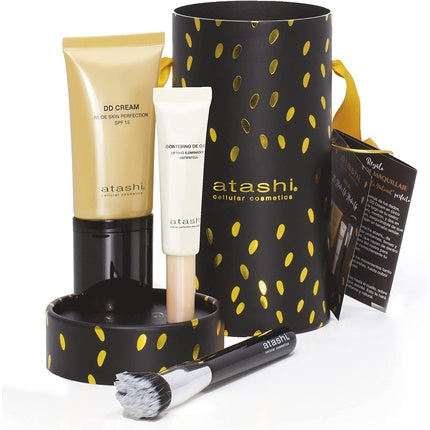 Atashi DD Cream Nude Skin Perfection with SPF15 Medium Tones and Firming Eye Contour Illuminator 50ml + 15ml with Makeup Brush