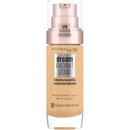 Maybelline Dream Radiant Liquid Hydrating Foundation with Hyaluronic Acid and Collagen 48 Sun Beige